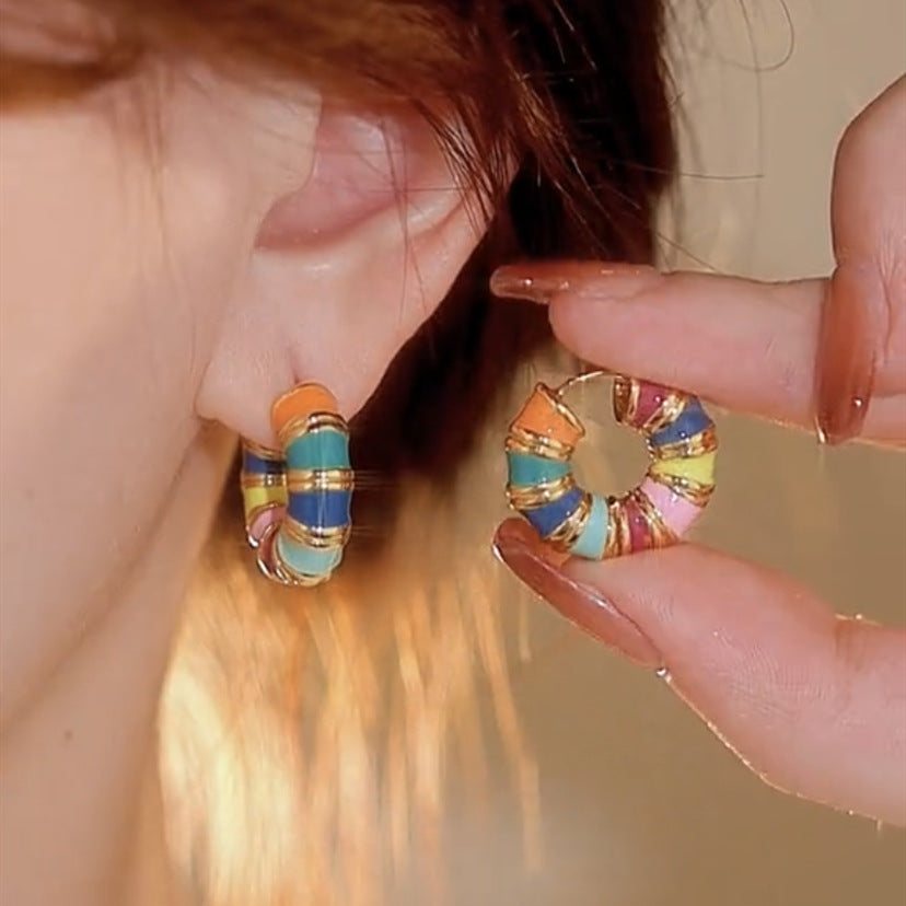 حلقه گوش رنگی لعاب قطره ای