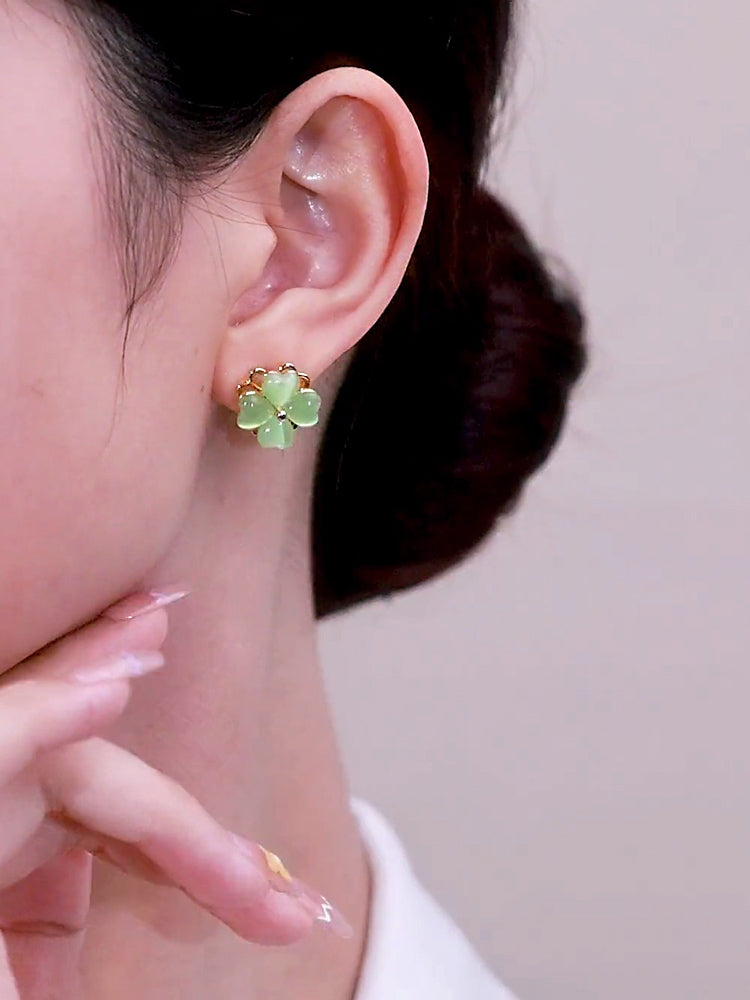 گوشواره چهار برگ عقیق سبز دوار زن