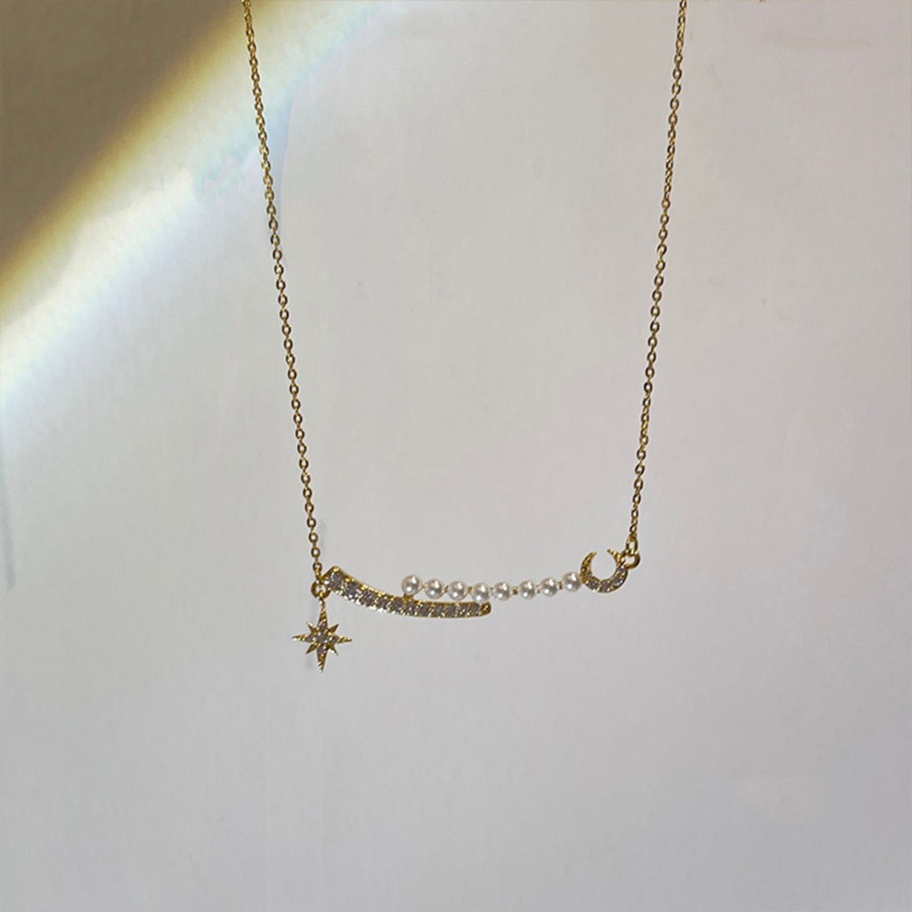 Stern-Mond-Jane-Naht-Halskette