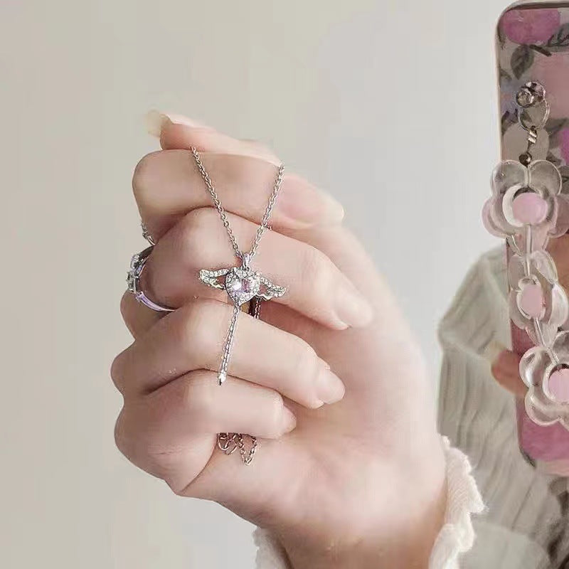 925 Sterling Silver Cupid Heart Necklace Female