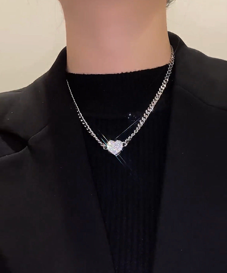 Magnet zircon metal love necklace female simple Joker temperament neck chain