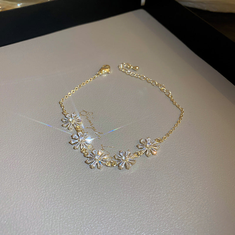 Zircon Love Flower Adjustable Bracelet