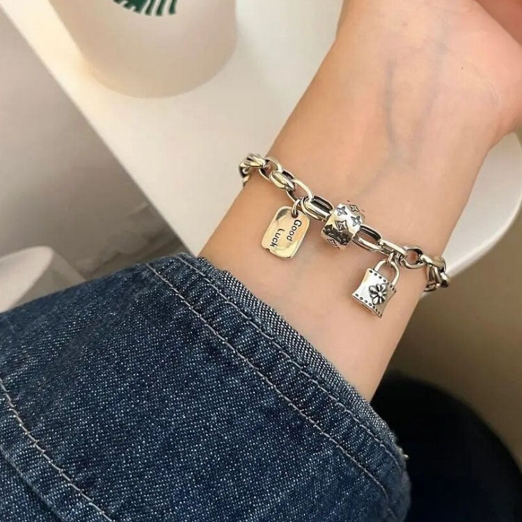 Retro personality s925 silver plated bracelet female