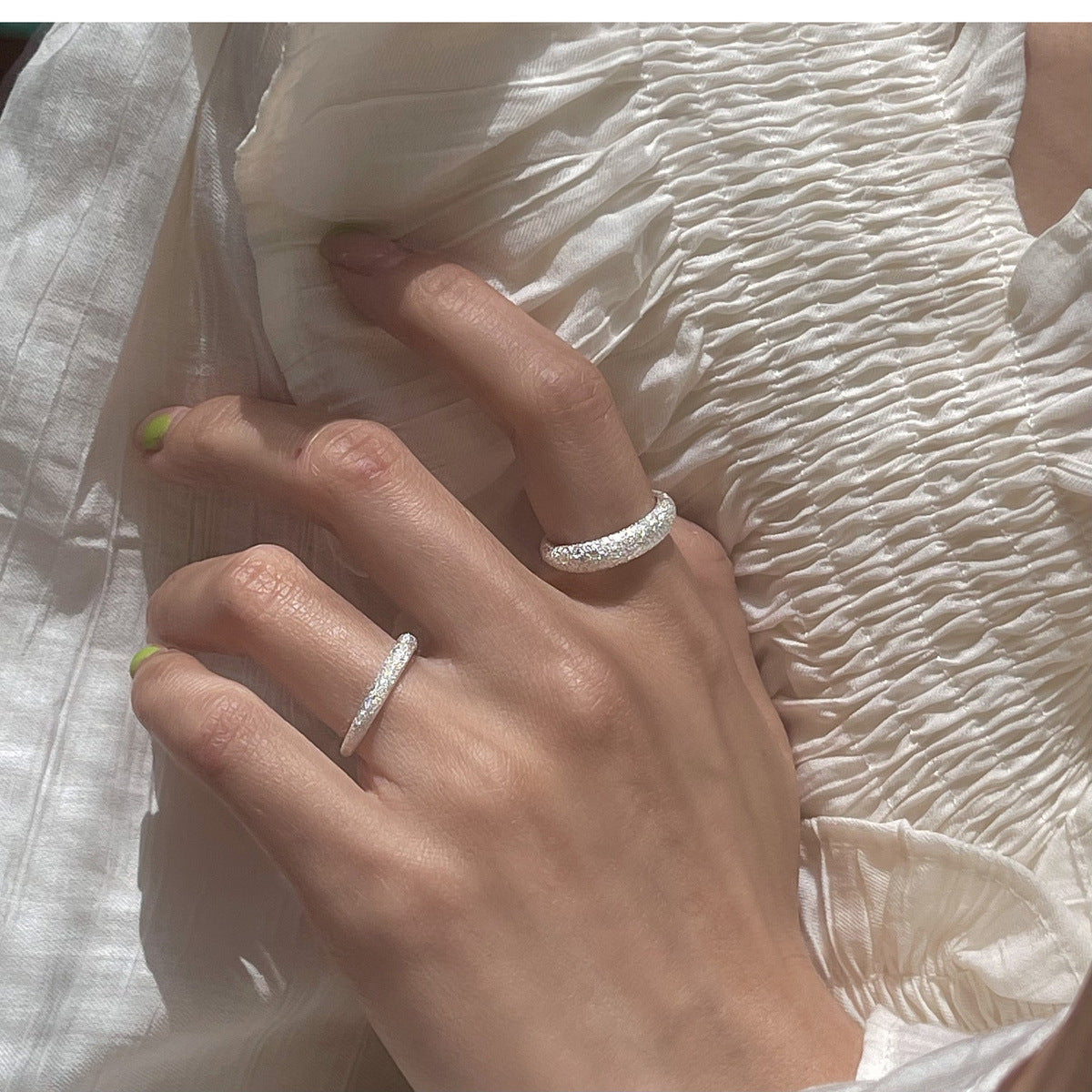 حلقه کهکشانی مات نقره 925 عیار ست 2 ست