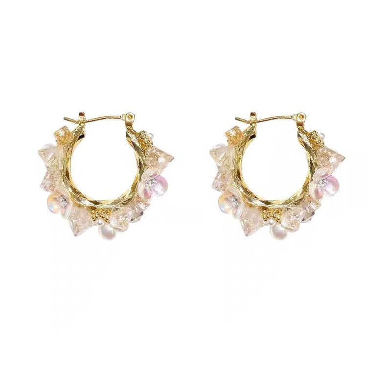 گوشواره گل صدفی کریستالی