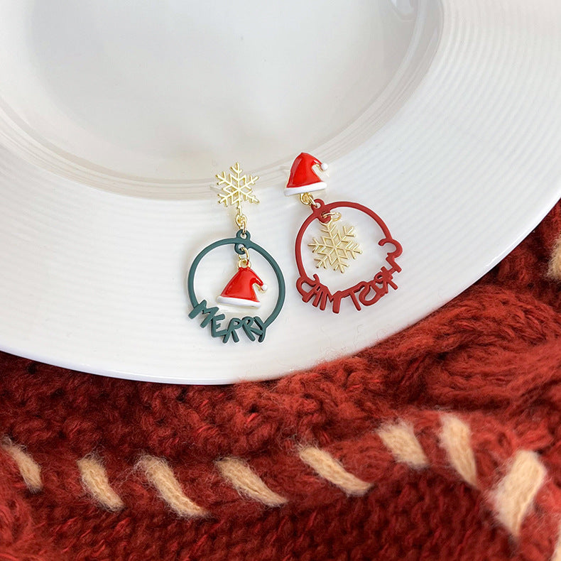 Kerst kleine gift oorbellen vrouwelijke Koreaanse eland sneeuwvlok kerstmuts kleine gewei oorbellen