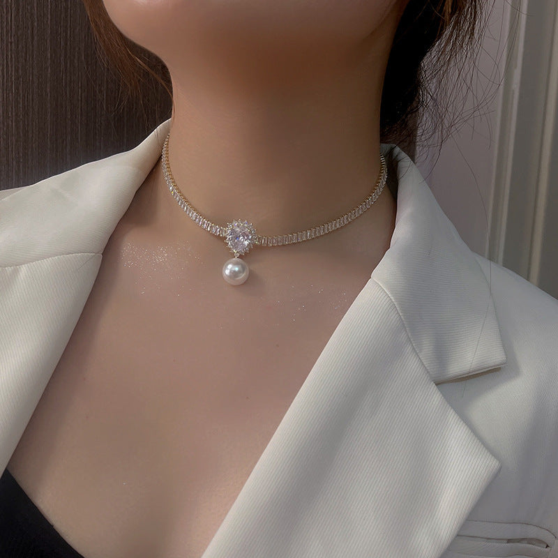 zircon neck chain water drop necklace clavicle chain necklace collar female