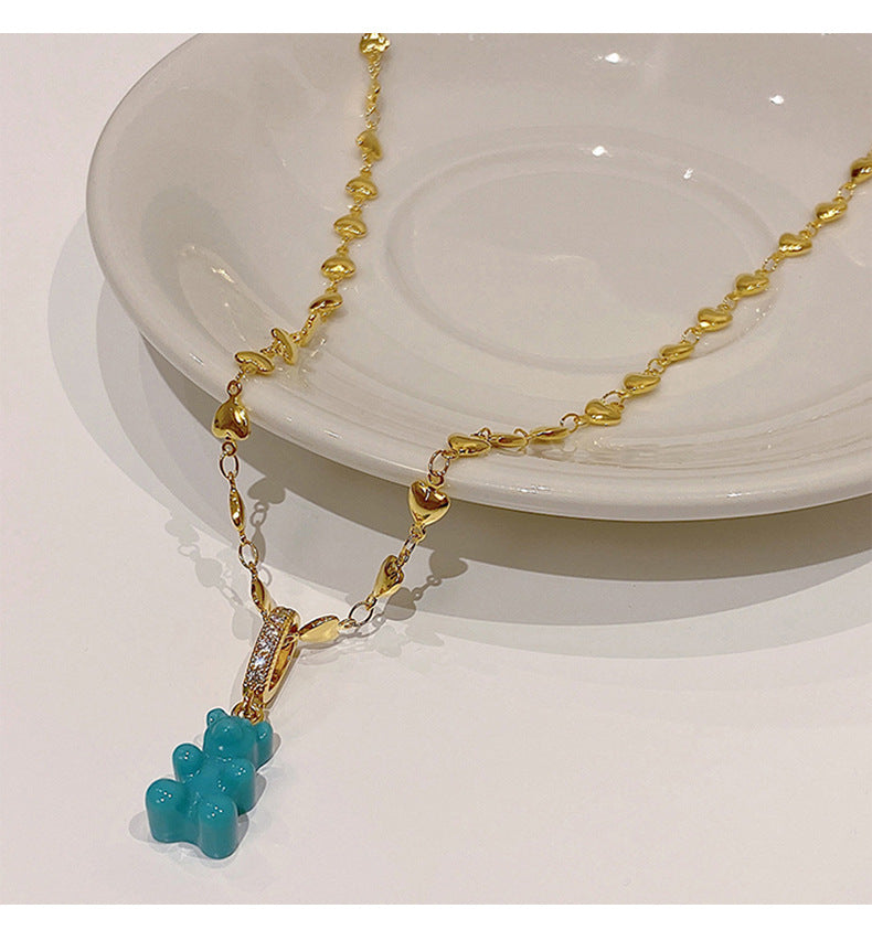 Rantai leher liontin warna gummy bear