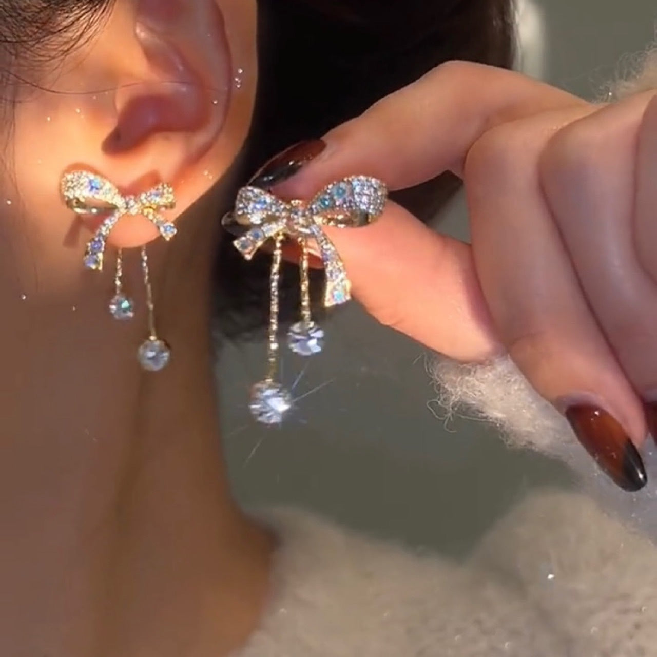 925 Silver Needle Bow Earrings