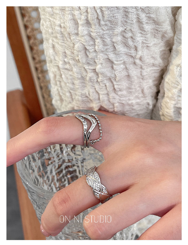 체인 오프닝 s925 스털링 실버 반지