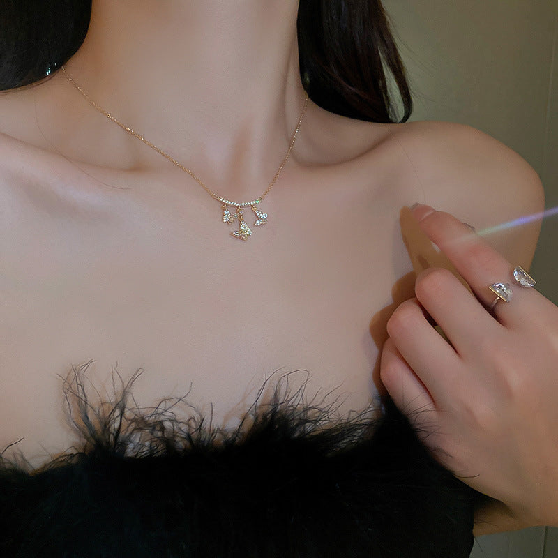 Echtgold galvanisierte Waldzirkon-Schmetterlings-Halskette