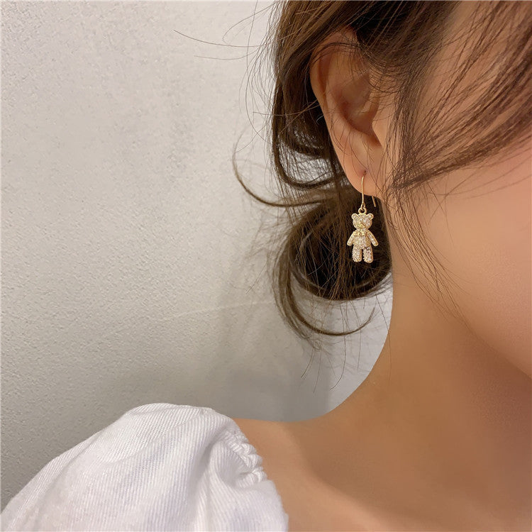 گوشواره خرس الماس ساده