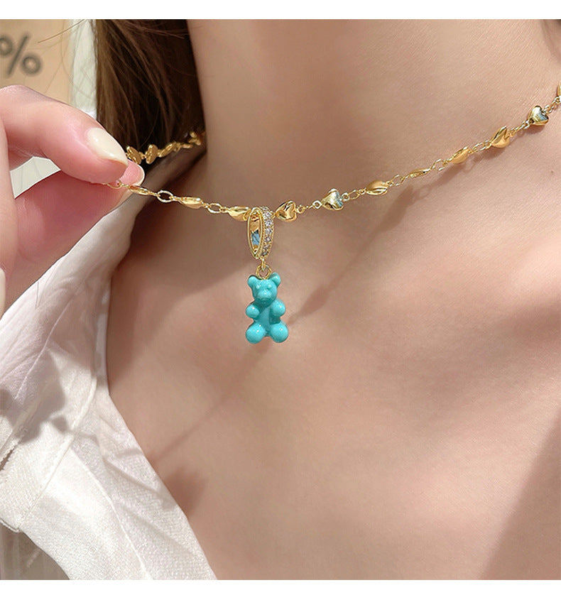 Rantai leher liontin warna gummy bear