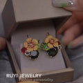 Retro oil dripping flower earrings fresh fairy tale enamel earrings