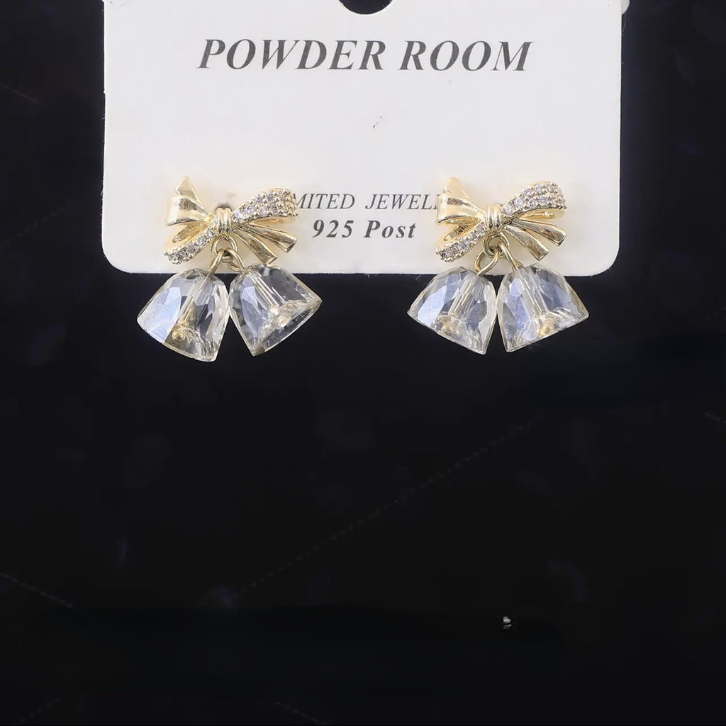 Micro-inlaid Bow Colorful Transparent Bell Earrings