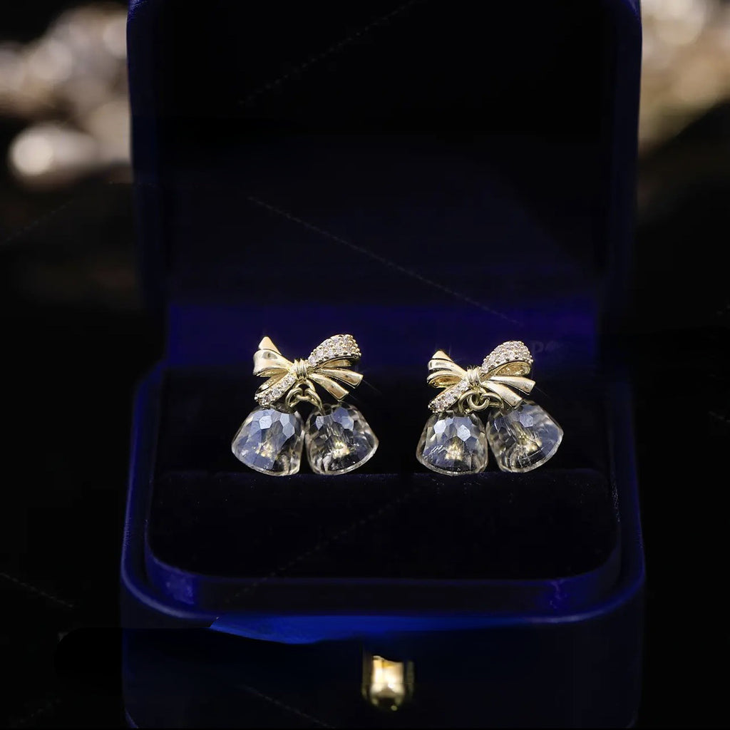 Micro-inlaid Bow Colorful Transparent Bell Earrings