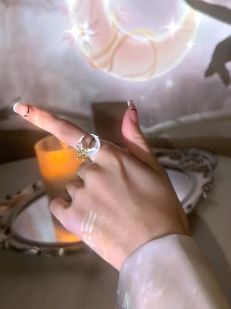 Little Orchid Bone Orchid Ring Moon Winding Vòng điều chỉnh đơn giản