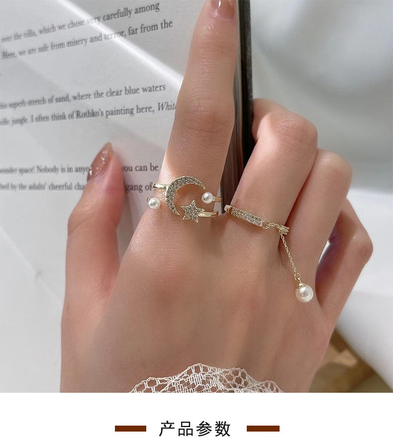 Cincin bulan bintang angin dingin bertatahkan berlian