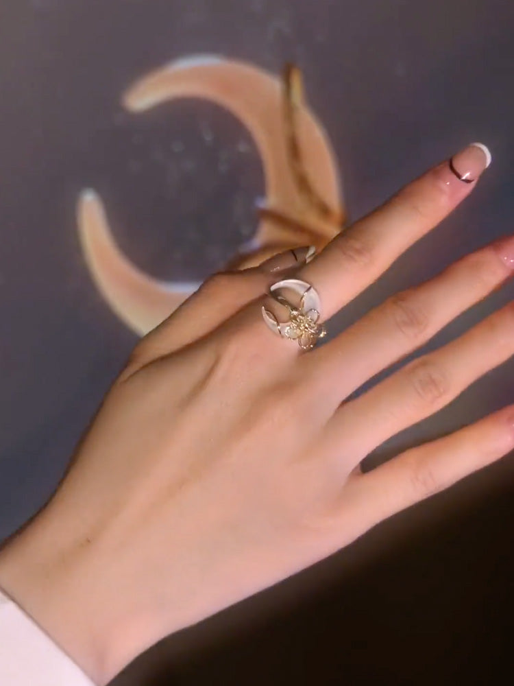 Little Orchid Bone Orchid Ring Moon Winding Vòng điều chỉnh đơn giản