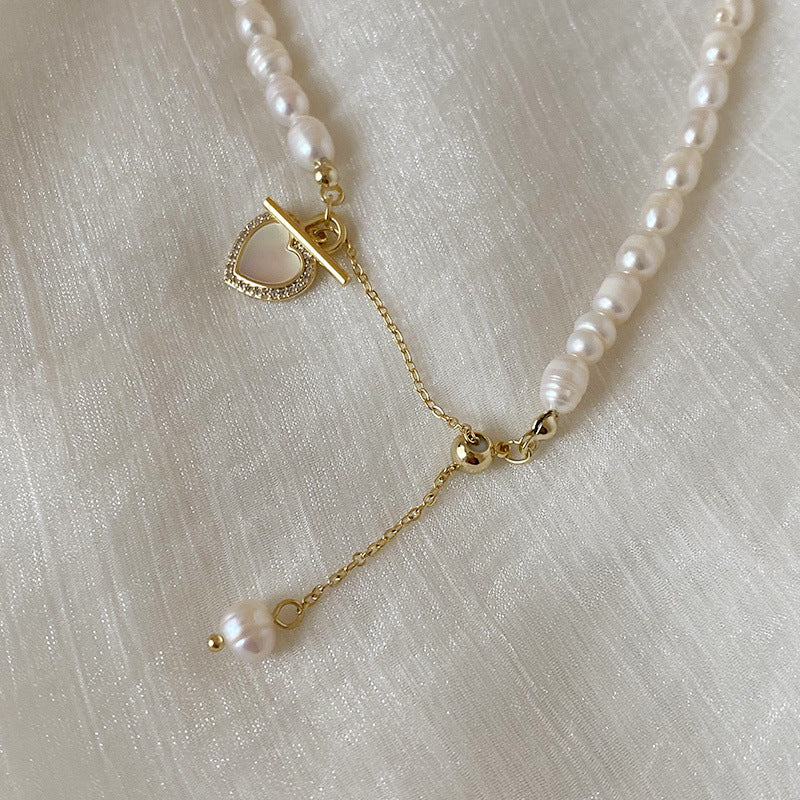 French gentle natural  love shell necklace female