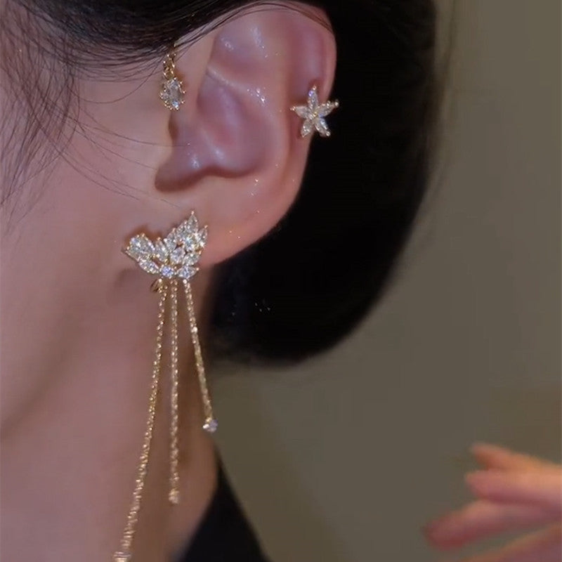 Slightly set with butterflies and shining stars women's aurless holes