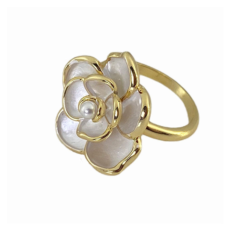 Camellia index finger flower ring