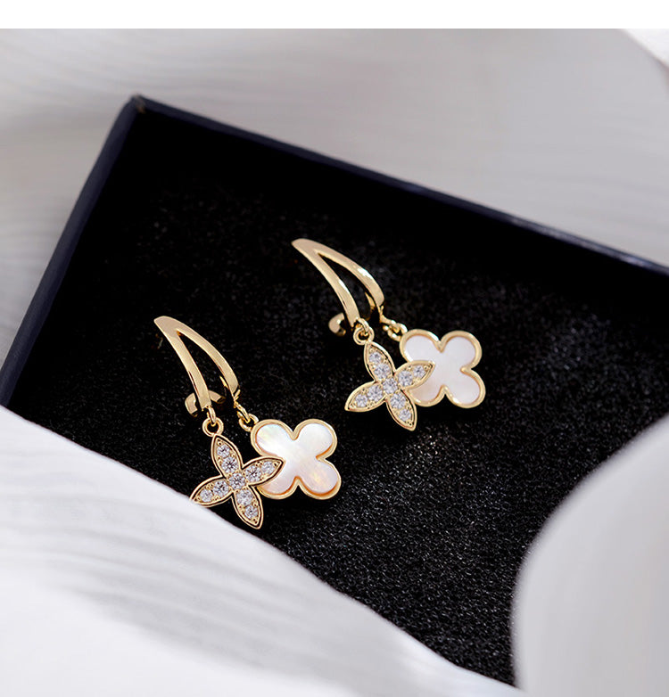 별 귀걸이 Fritillaria 네잎 귀걸이 귀걸이