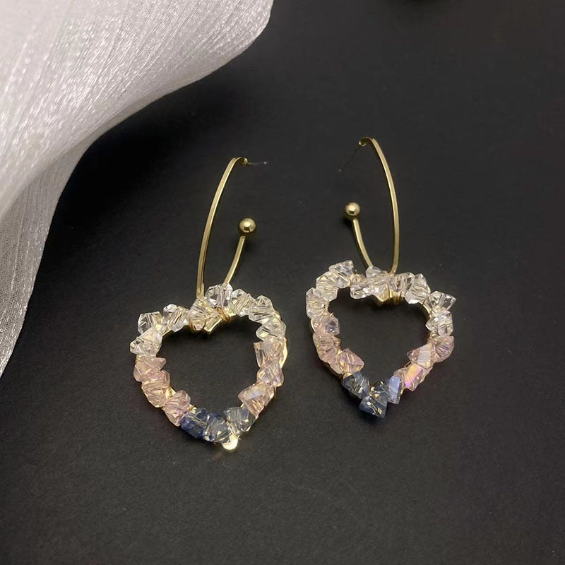 گوشواره قلاب گوش بلند هلویی توخالی قلب شکل