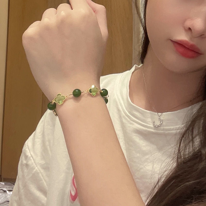 دستبند مغز سبز شبدر چهار برگ