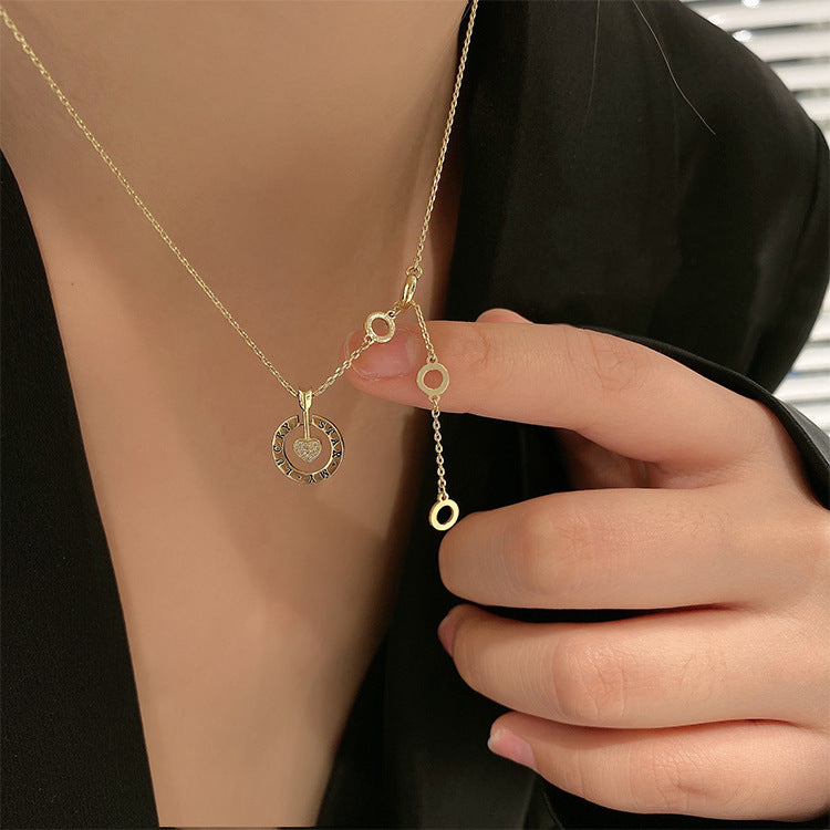 큐피드 하트 라인스톤 목걸이 여성 쇄골 체인