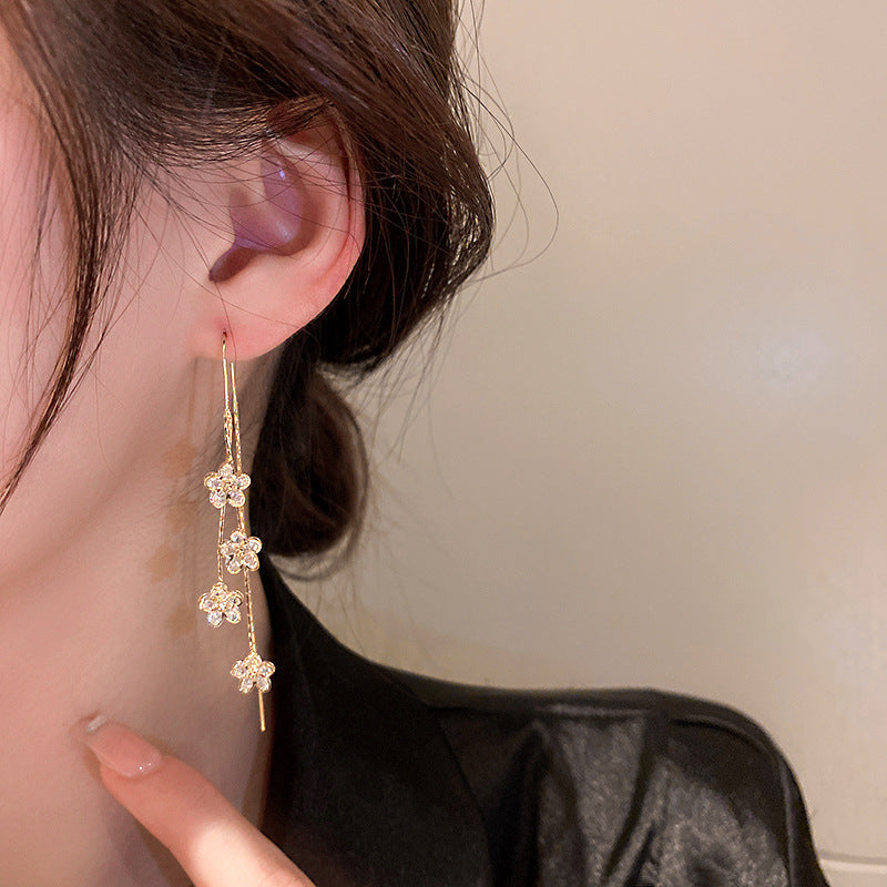 خط گوش منگوله بلند گل زیرکون