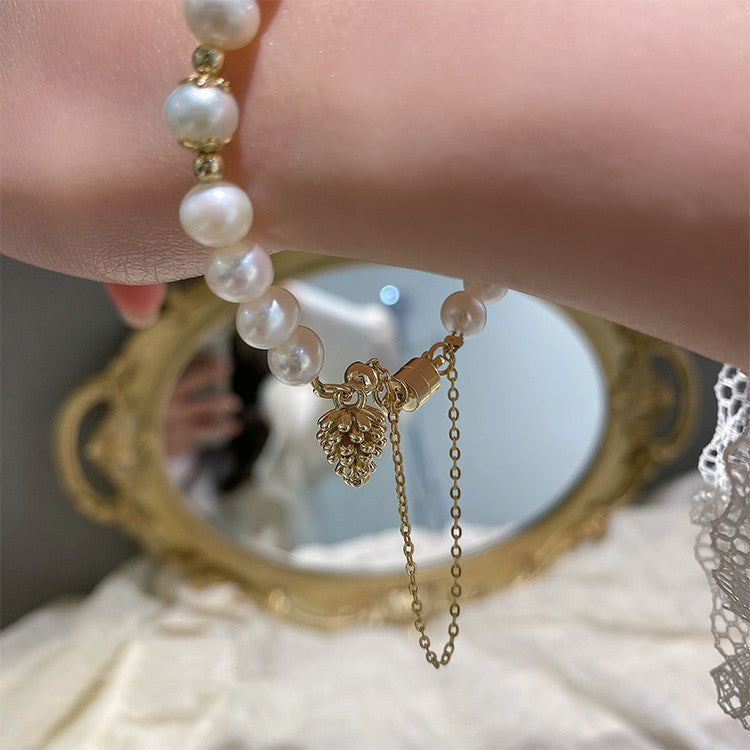 Gelang Gesper Magnet Air Tawar Biji Pinus