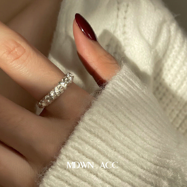 Nhẫn dung nham bạc S925 Vòng mở Hip Hop Finger Ring