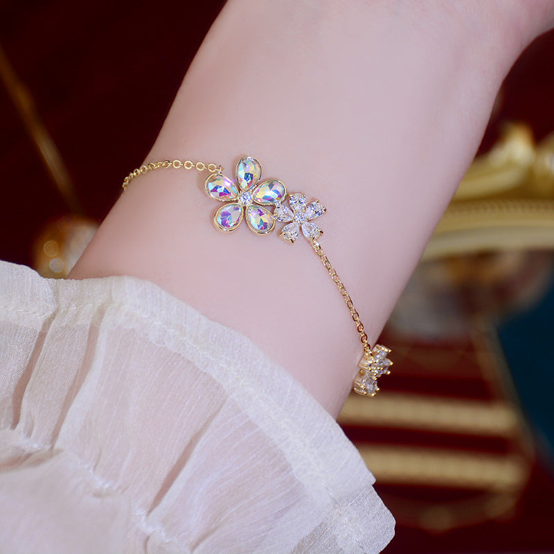 Fresh Flowers Full Diamond Crystal Aurora Bracelet