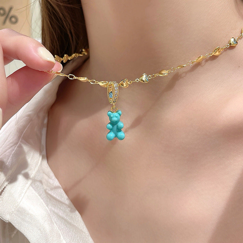 Gummy bear color pendant neck chain