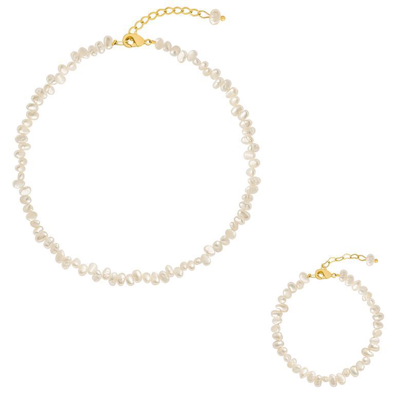 ارزن باروک آب شیرین تقلیدی گردنبند مروارید زنانه خلق و خوی تور قرمز مد بیگانه بیگانه مروارید نامنظم زنجیر ترقوه زن