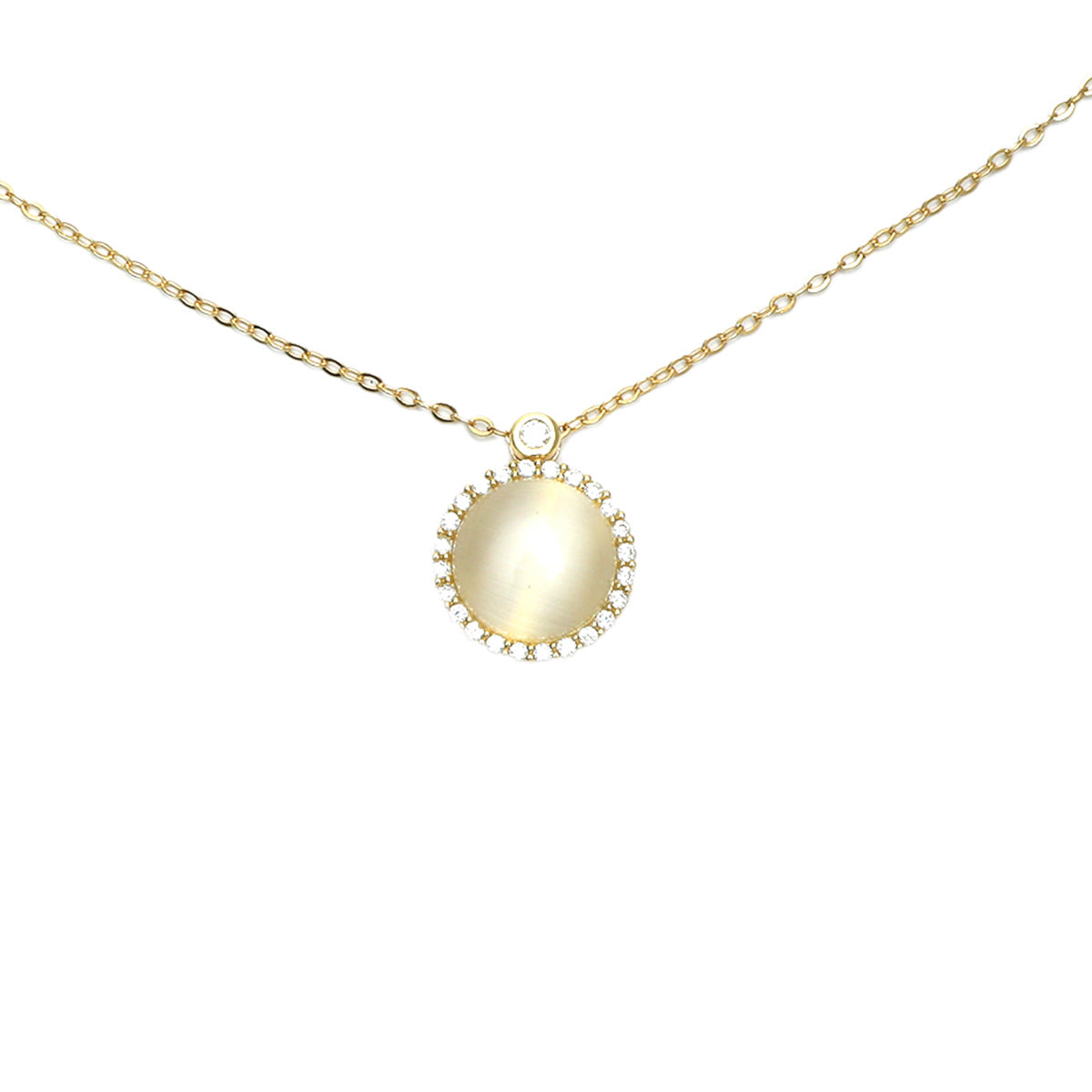 S925 Perak Cahaya Bulan Opal Berputar Kalung Wanita Cahaya Mewah Rasa Desain Mikro bertatahkan Zirkon Klavikula Rantai Ledakan Hidup