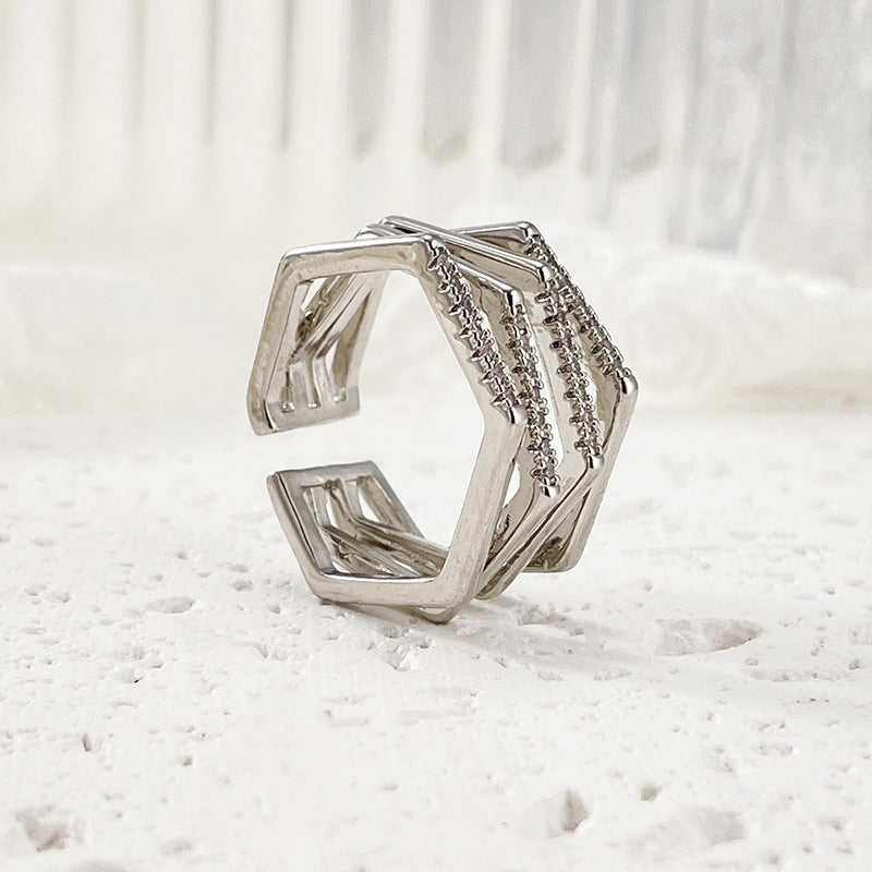 ढेर जिक्रोन हेक्सागोनल ज्यामितीय अंगूठी