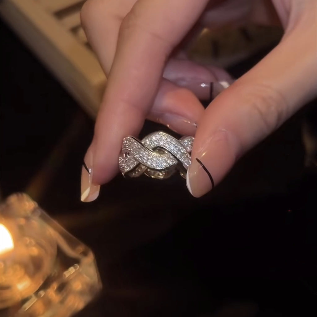 Cincin twist ring zirkon full berlian