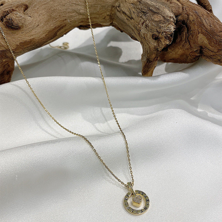 큐피드 하트 라인스톤 목걸이 여성 쇄골 체인