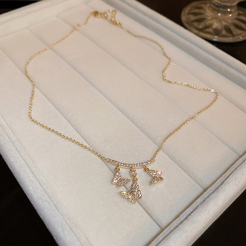 Echtgold galvanisierte Waldzirkon-Schmetterlings-Halskette