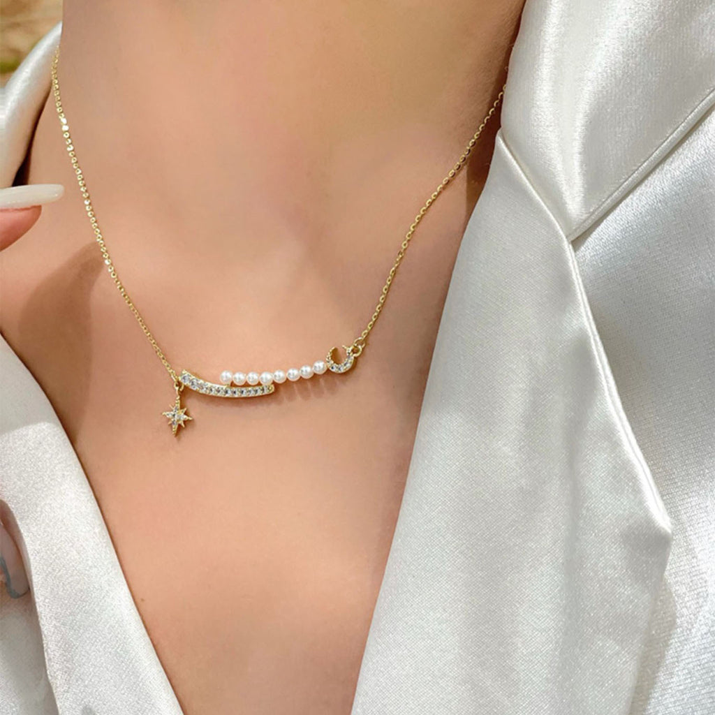 Stern-Mond-Jane-Naht-Halskette
