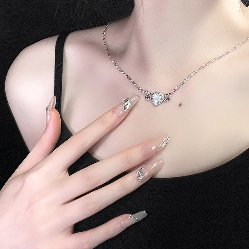 Wings Love Opal Necklace Gem Pendant Clavicle Chain