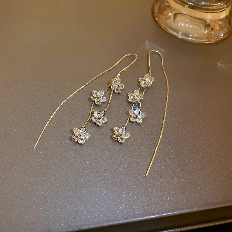 خط گوش منگوله بلند گل زیرکون