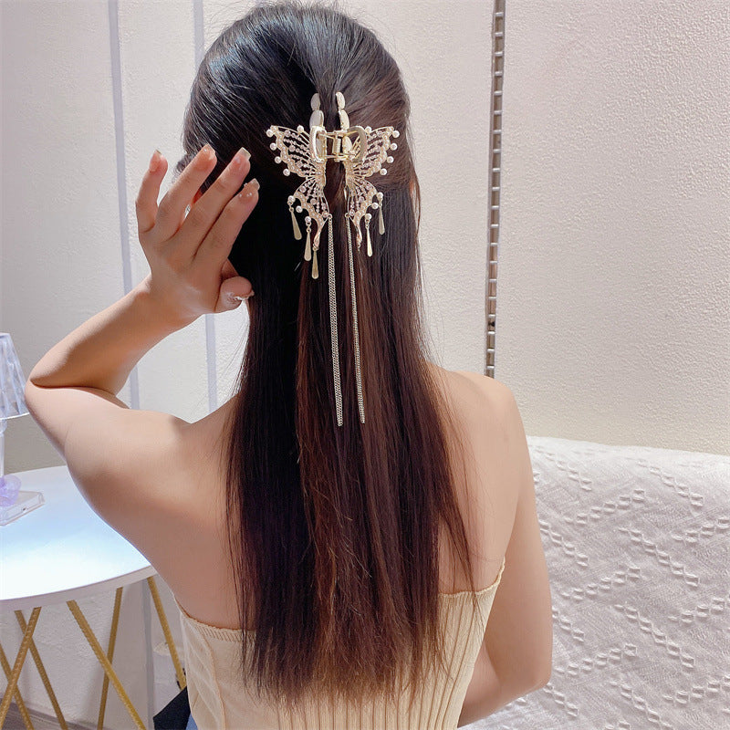 Wind chime butterfly tassel drop pendant hairpin