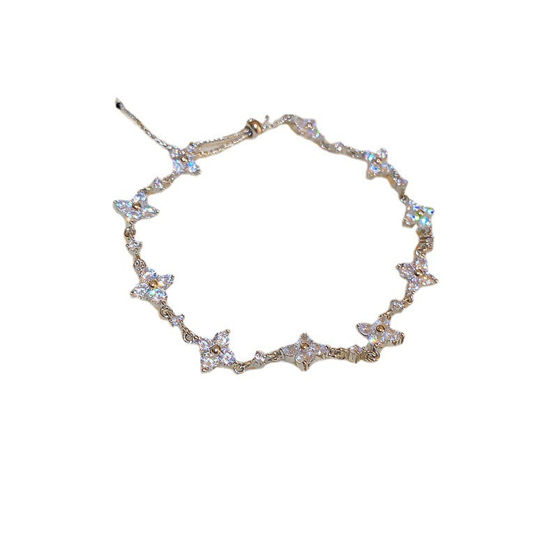 Cold Wind Zircon Flower Bracelet