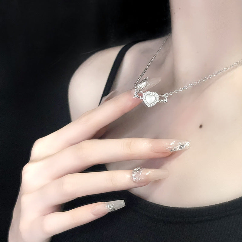 Wings Love Opal Necklace Gem Pendant Clavicle Chain