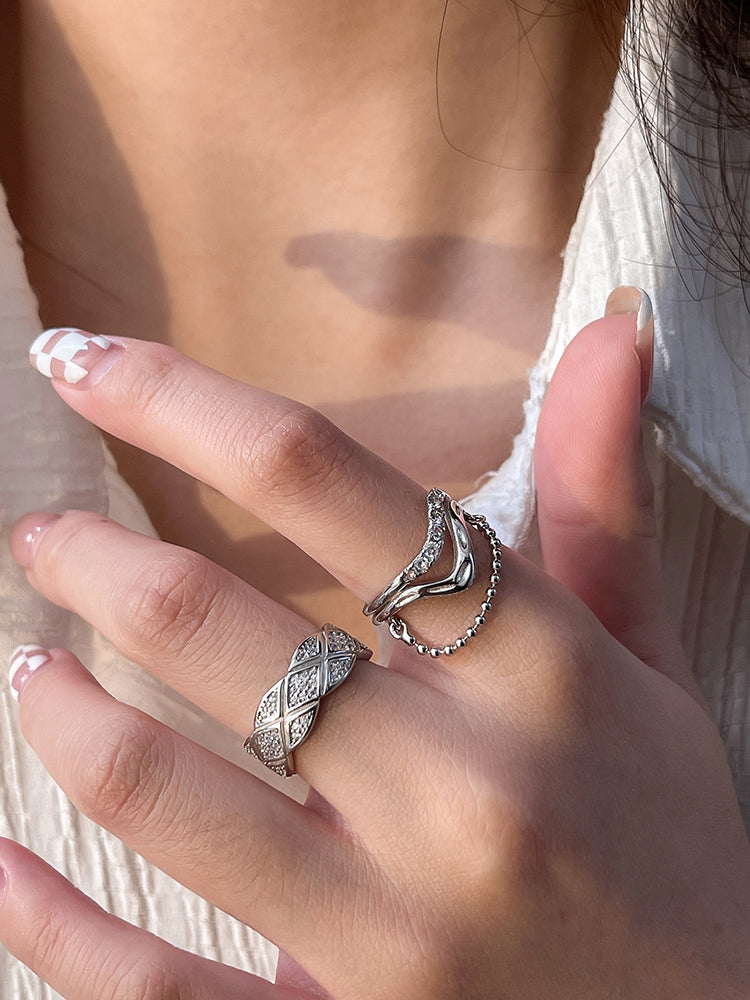 체인 오프닝 s925 스털링 실버 반지