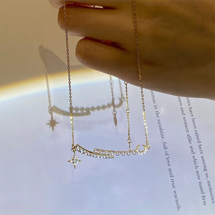 Stern-Mond-Jane-Naht-Halskette