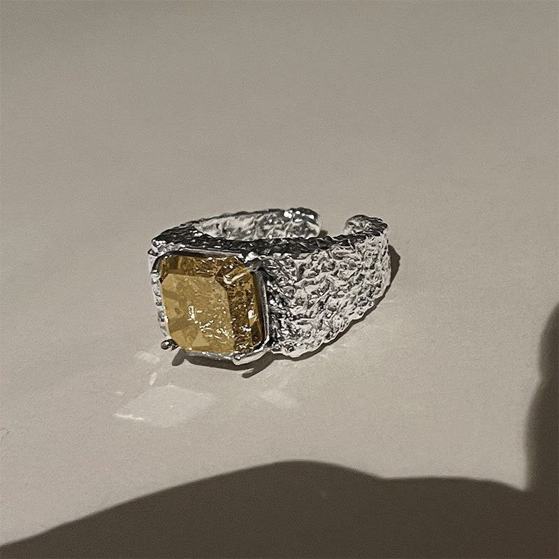 Nhẫn dung nham bạc S925 Vòng mở Hip Hop Finger Ring